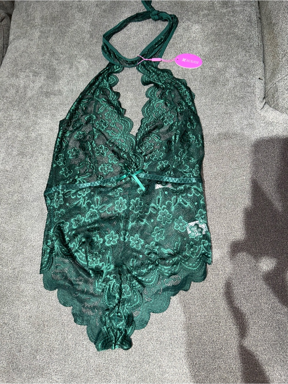 NWT- Avidlove - Lace Halter Teddy Bodysuit - Emerald Green- Size: Xl